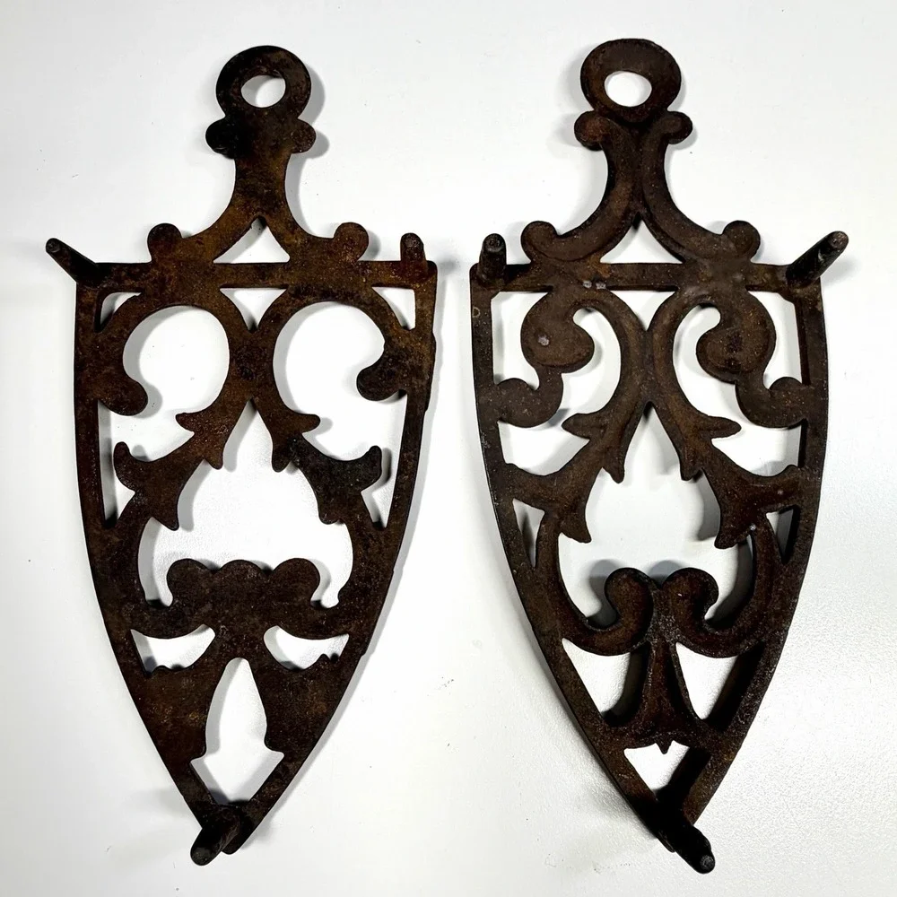 VTG Cast‎ Iron Trivets Ornate Primitive Farmhouse Kitchen Décor Rustic Set of 3